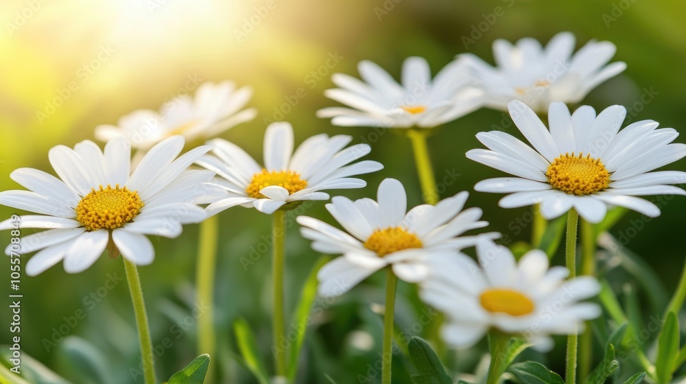 Lovely White Daisies Under Soft Sunlight Lovely White Daisies Under Soft Sunlight