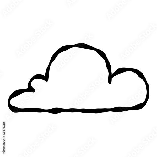 Outline hand painted cloud doodle PNG isolated shape. Hand drawn line shape. Simple stroke grunge icon. Minimalist cartoon playful shape logo
