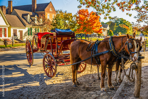Colonial Carriage under the Autumn Leaves