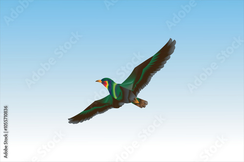 Flying birds blend line art 3d vector illustration, Gradient color blending illustration.
