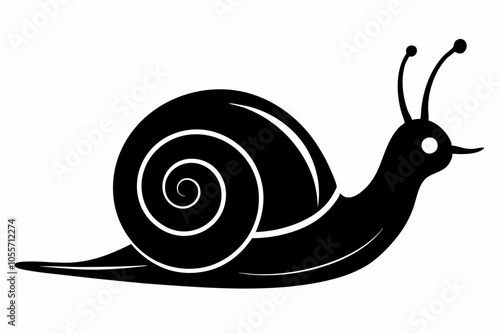 Sea snail silhouette vector illustration, snail icon symbol