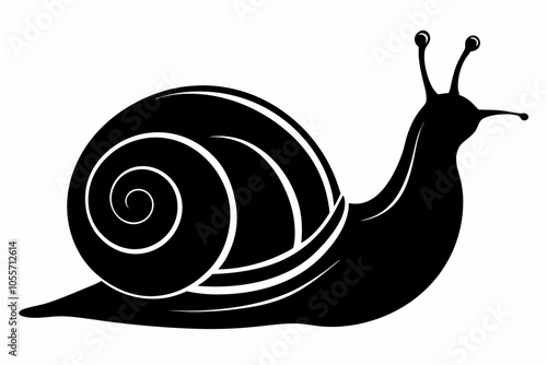 Sea snail silhouette vector illustration, snail icon symbol