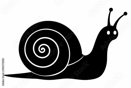 Sea snail silhouette vector illustration, snail icon symbol