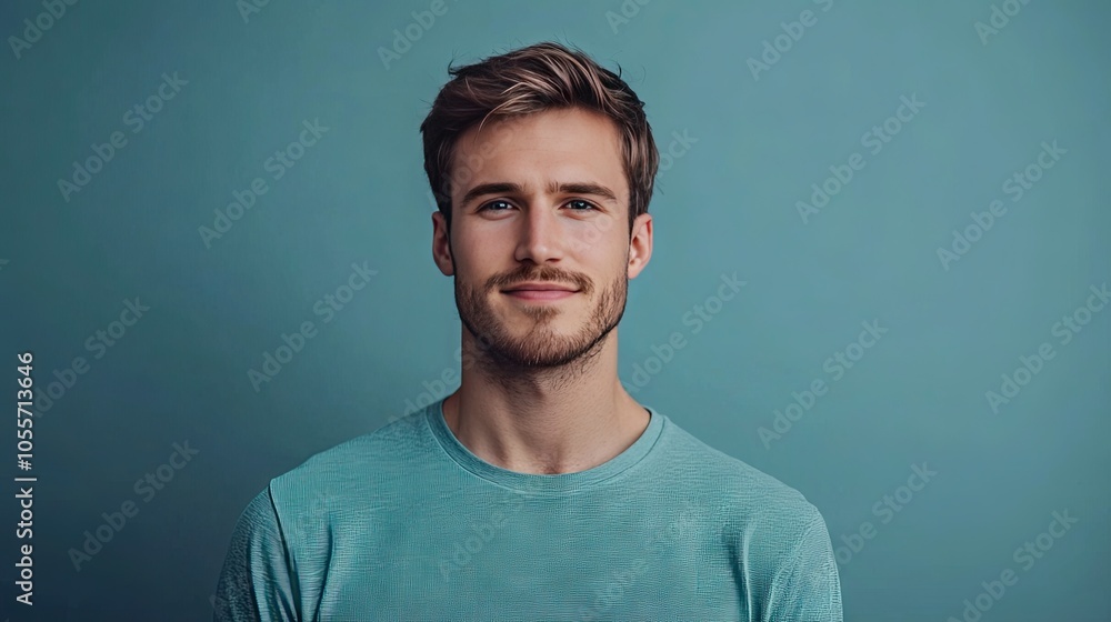 Man looking proud, with a slight smile and confident posture. Man looking proud, with a slight smile and confident posture.
