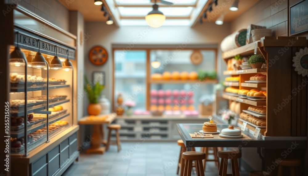 Charming bakery interior with fresh pastries and cozy ambiance Charming bakery interior with fresh pastries and cozy ambiance
