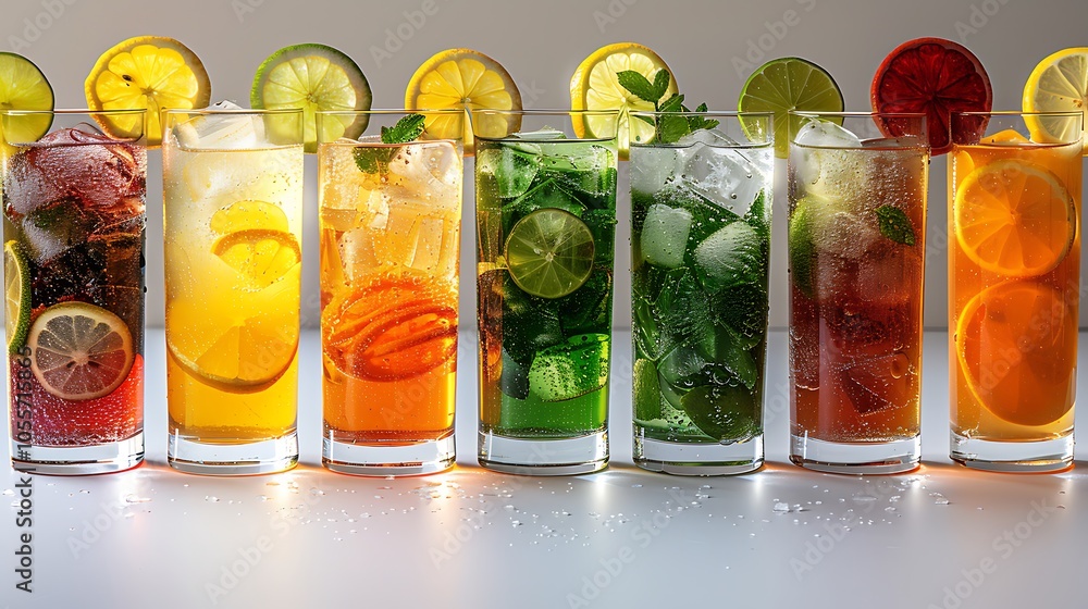 Variety of cocktails drinks collection. on white background. Variety of cocktails drinks collection. on white background.