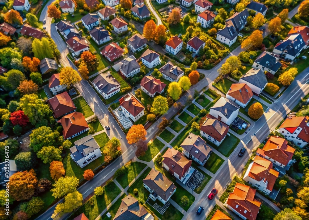 Fototapeta premium Aerial Town Pattern Design for Modern Home Décor and Textiles