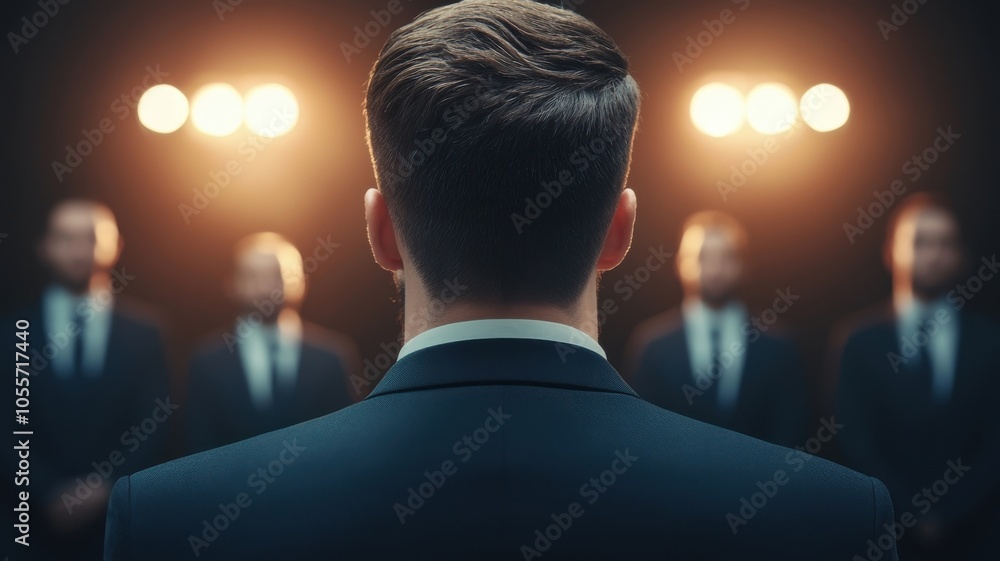 Fototapeta premium A powerful figure in the spotlight the dynamics of leadership and influence in a competitive environment