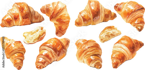 croissant watercolor clipart	