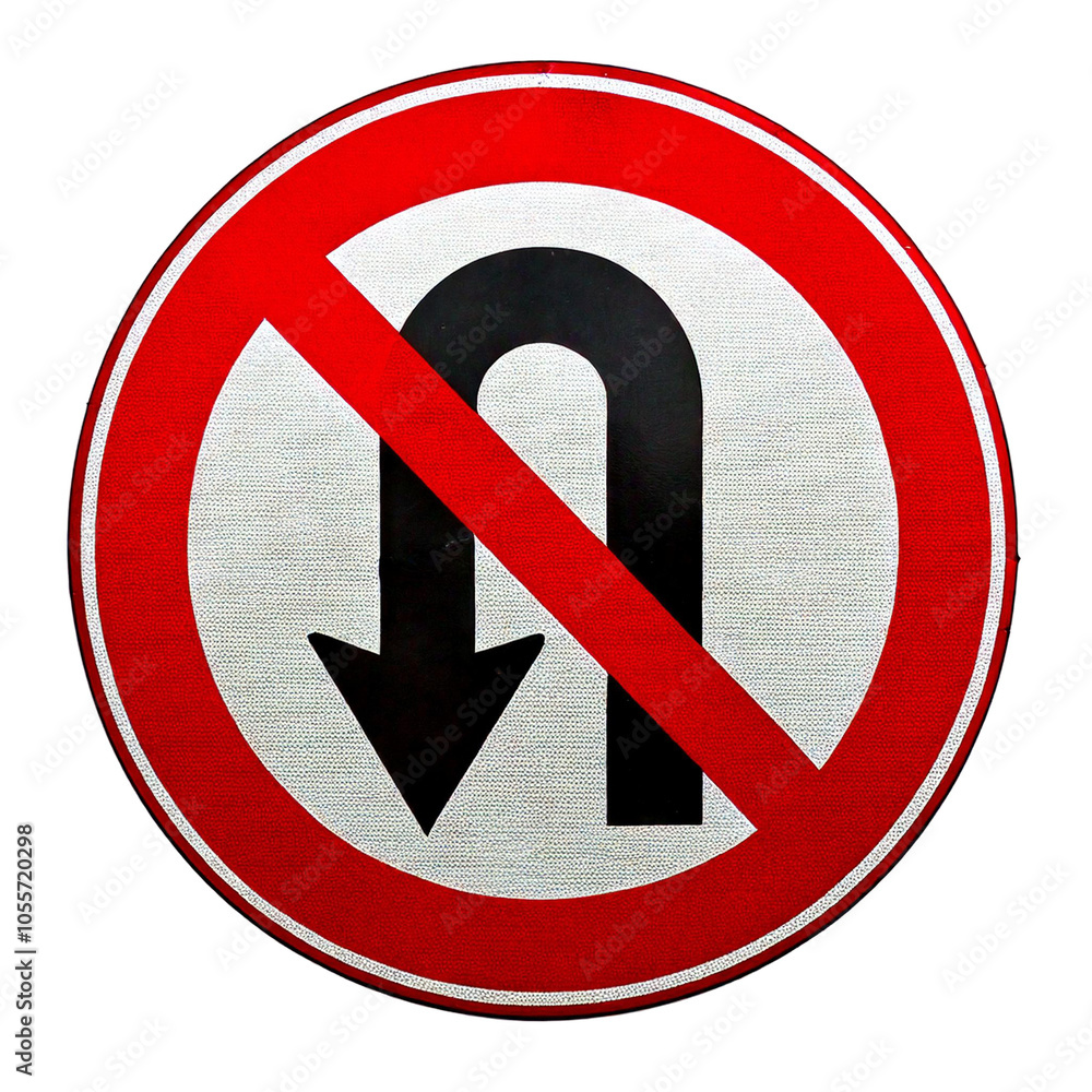 Fototapeta premium Road signs, no u-turn on white background.