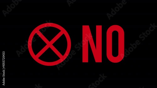 Animated NO, Prohibited sign,refusal denial warning and symbol
