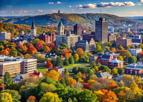 Aerial View of Scranton Pennsylvania Skyline in Late Summer and Early Fall – September 2024 photo