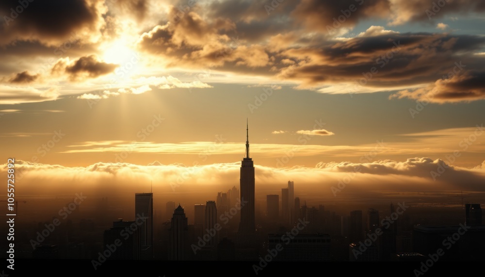 Breathtaking sunset over urban skyline Breathtaking sunset over urban skyline