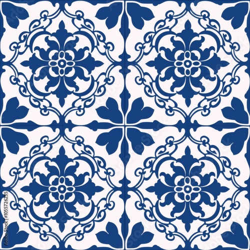 Elegant Blue and White Floral Pattern Design