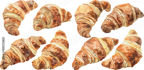 croissant watercolor clipart	