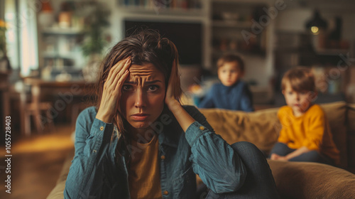 Stressed Mother Overwhelmed with Household Chaos