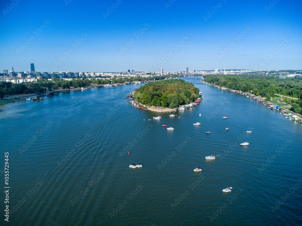 Fototapeta premium Serbia, Sava river, Ada međjica, Belgrade