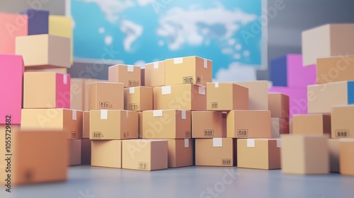 Colorful Minimalist Clipart of Stacked Boxes