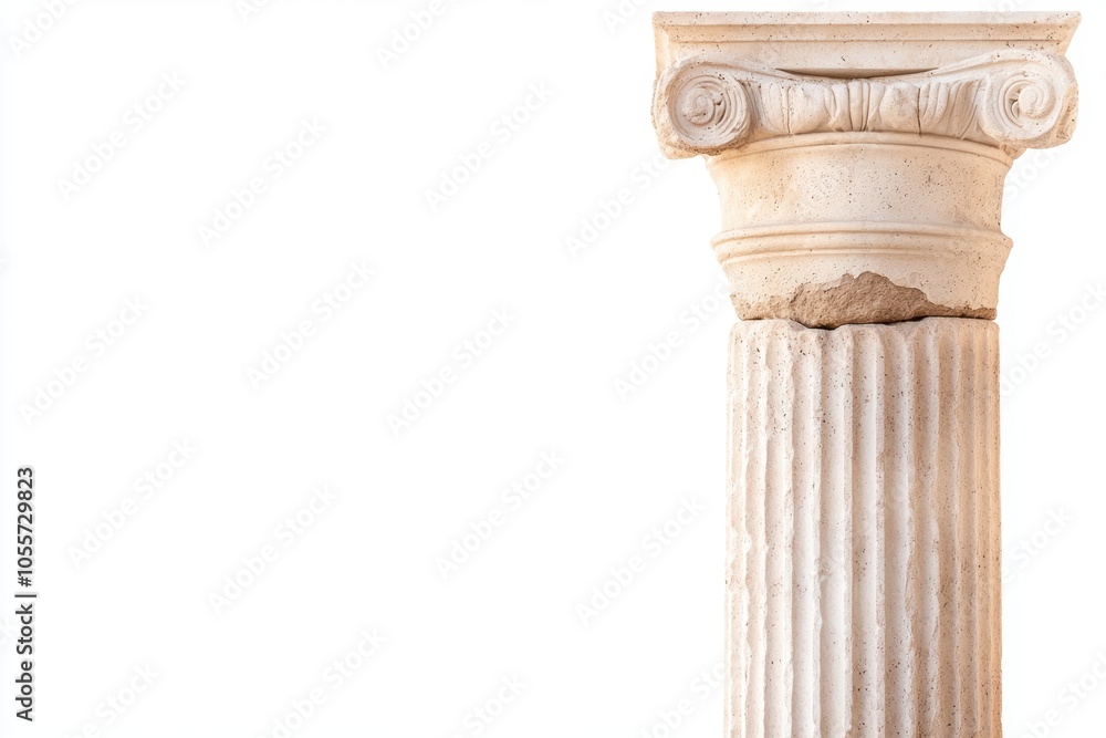 Weathered Ancient Greek Column Isolated on White Background Weathered Ancient Greek Column Isolated on White Background