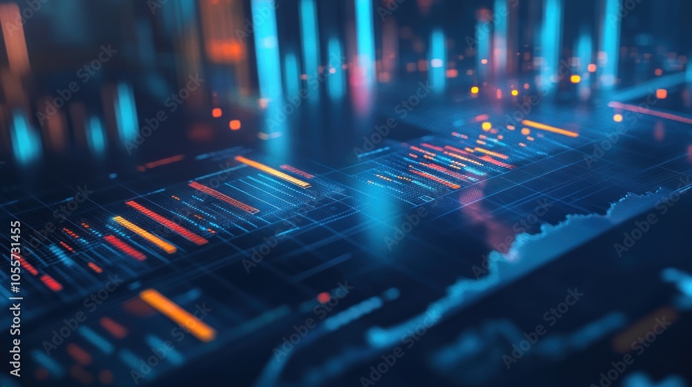 Abstract Digital Data Visualization with Neon Lights Abstract Digital Data Visualization with Neon Lights