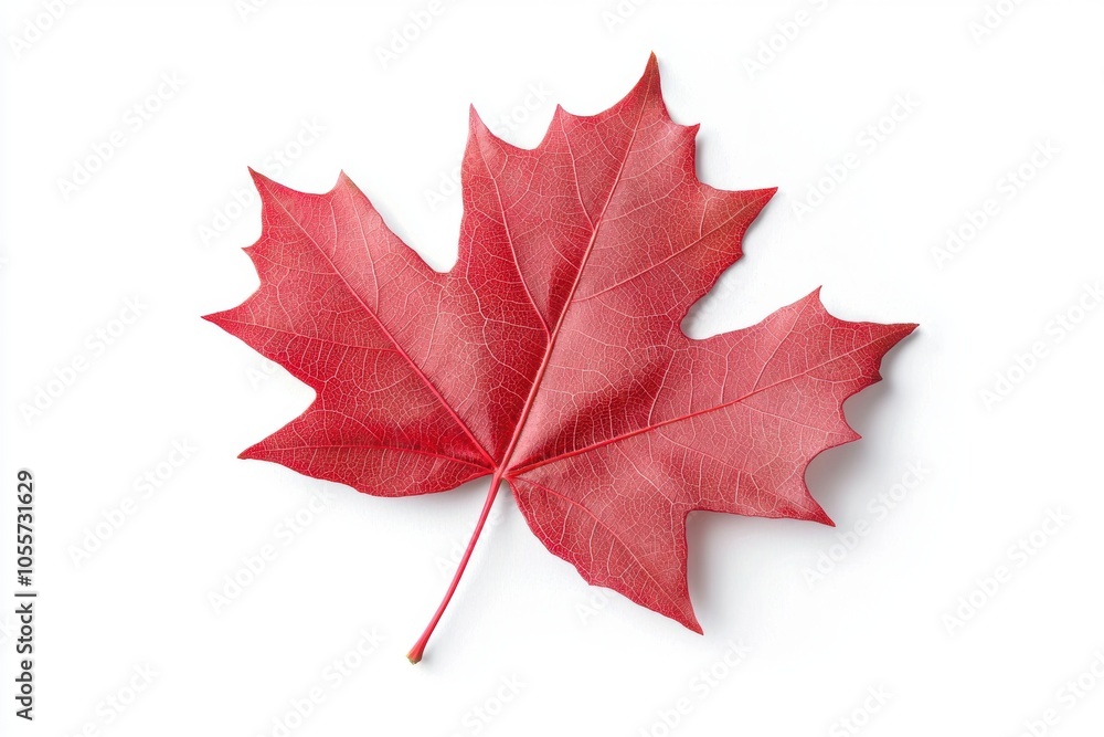 Vibrant Red Maple Leaf Isolated on White Background Vibrant Red Maple Leaf Isolated on White Background