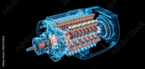 3d visualization of an advanced engine mechanism