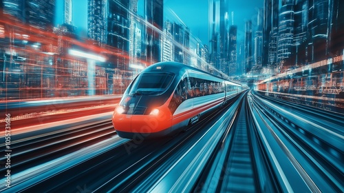 Wallpaper Mural High-speed passenger train moving at railway station platform. Torontodigital.ca