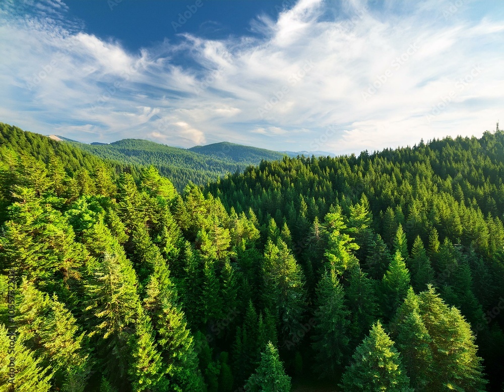 Aerial View of Green Summer Forest with Pine Trees in Turkey. Aerial View of Green Summer Forest with Pine Trees in Turkey.
