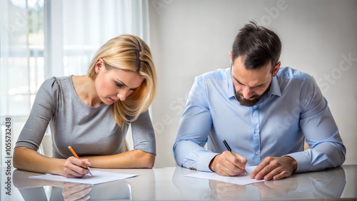 Couple Signing Divorce Paper