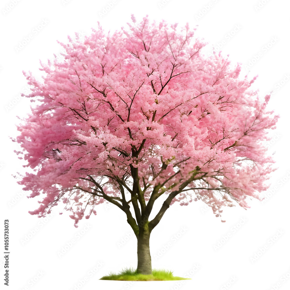 Fototapeta premium Blooming cherry blossom tree on transparent background