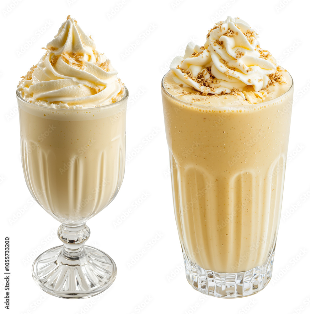 Creamy Milkshakes with Thick Topping, Isolated on Transparent Background, Suitable for Beverage Branding or Summer-Themed Designs Creamy Milkshakes with Thick Topping, Isolated on Transparent Background, Suitable for Beverage Branding or Summer-Themed Designs