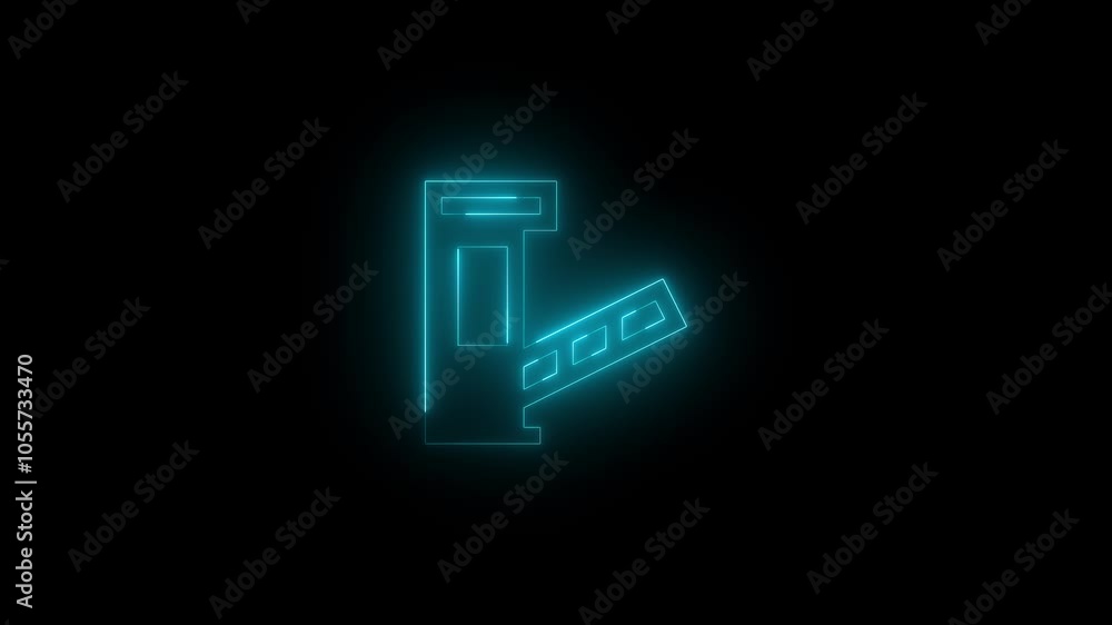 Neon toll solid icon glowing black background animation Neon toll solid icon glowing black background animation