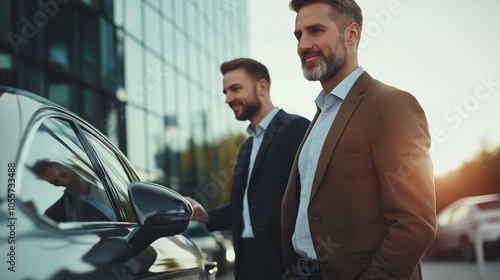 Car seller and Client, man buying new car