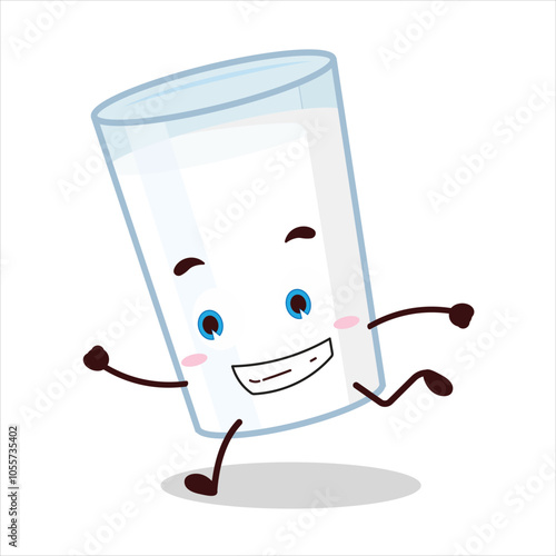 cute rush running expression of milk character