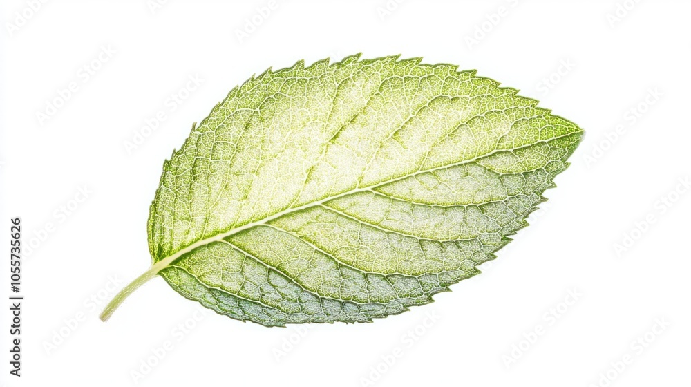 Fototapeta premium Peppermint leaf with menthol and terpene structure, highlighting fresh aroma, isolated on white