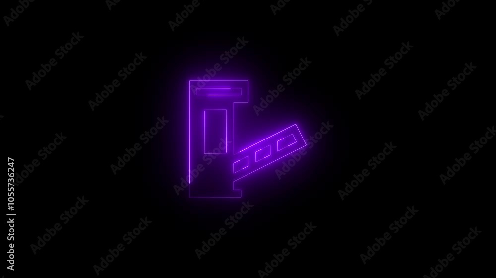 Neon toll solid icon glowing black background animation Neon toll solid icon glowing black background animation