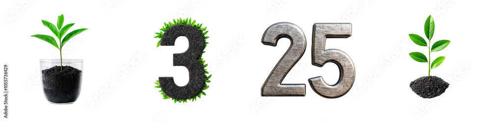 The image features plants in pots along with the numbers 3 and 25, symbolizing growth, nature, and a possible focus on gardening or environmental themes. The image features plants in pots along with the numbers 3 and 25, symbolizing growth, nature, and a possible focus on gardening or environmental themes.