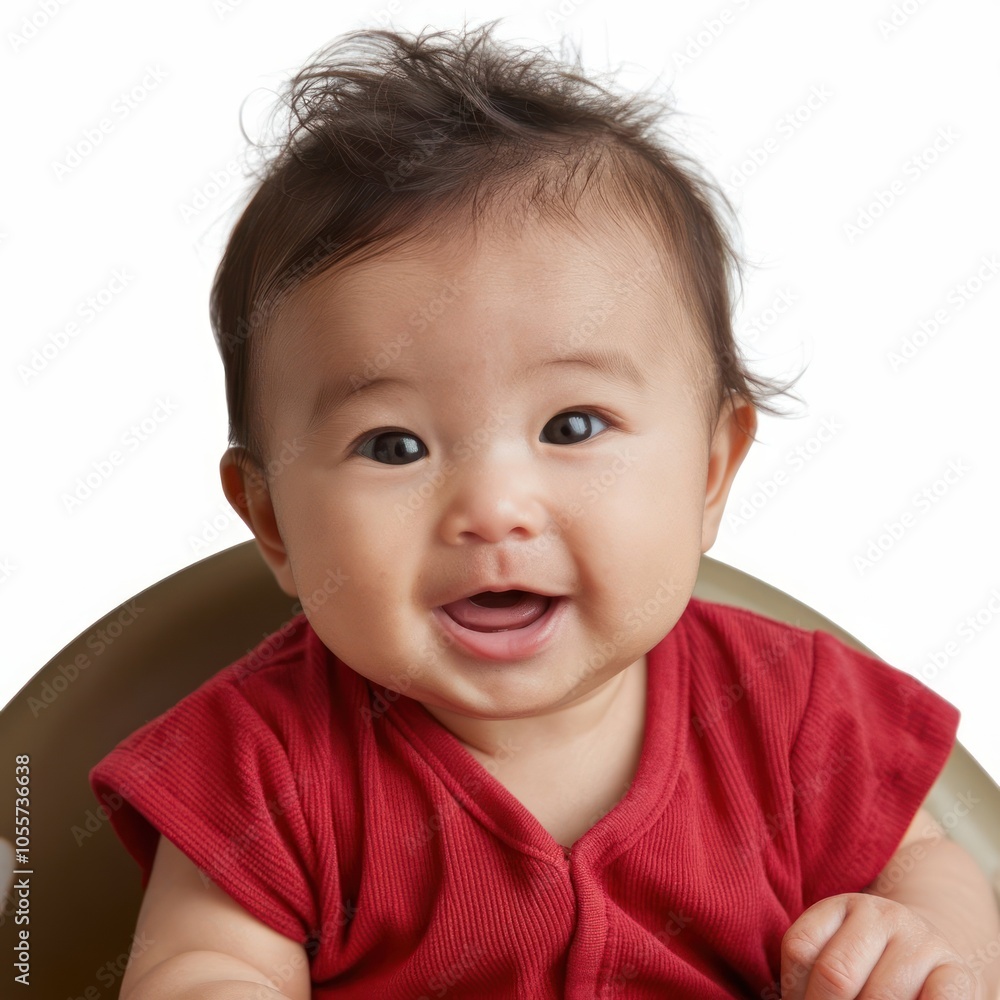 cute asian baby sitting on the floor isolated on white background cute asian baby sitting on the floor isolated on white background