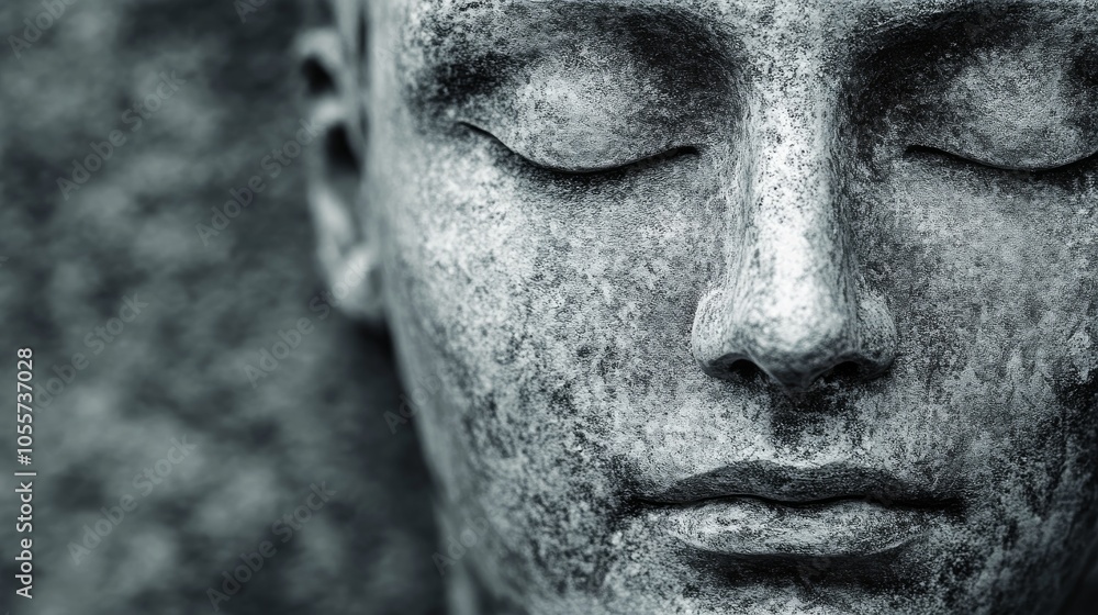 Statue of a woman's face with her eyes closed Statue of a woman's face with her eyes closed