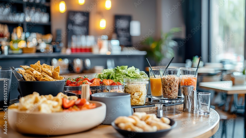 Tranquil Snack Bar Scene with Fresh Ingredients Tranquil Snack Bar Scene with Fresh Ingredients