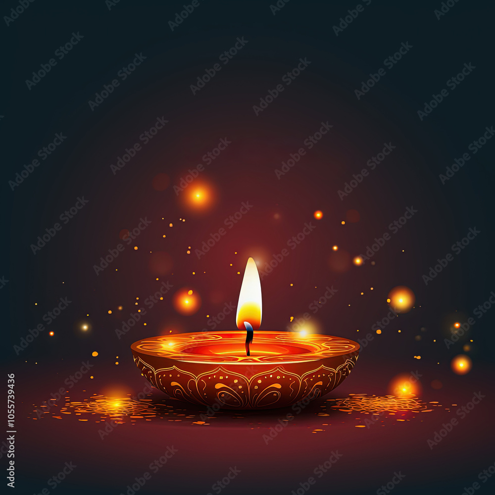 Celebrate Diwali with a joyful banner featuring lit oil lamp and sparkling lights Celebrate Diwali with a joyful banner featuring lit oil lamp and sparkling lights
