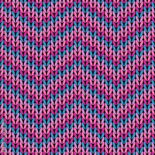 Knitted background pattern wallpaper knitting decorative print handmade textile knitting handiwork craft seamless vector illustration art decor design beautiful print 