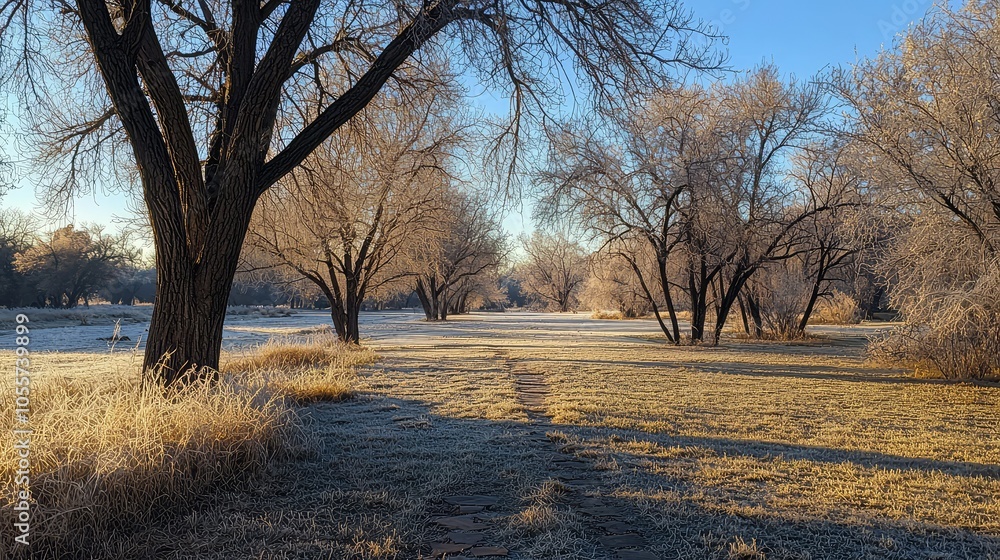Frosty Morning in Serene Park Landscape Frosty Morning in Serene Park Landscape
