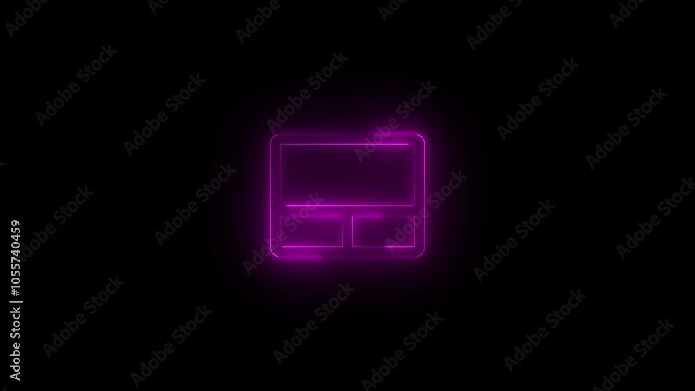 Neon touch pad icon glowing black background animation Neon touch pad icon glowing black background animation