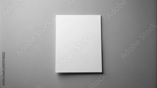 Blank White Paper Mockup with Shadow on Gray Background for Design Presentations and Creative Projects