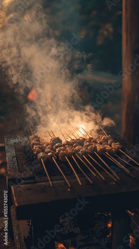 Serene Traditional Japanese Barbecue Scene photo