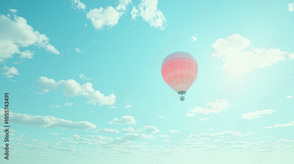 Obraz premium Serene Hot Air Balloon in Clear Blue Sky