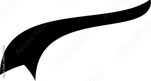 Elegant black shape swooshes energetically against a white background, adding a modern touch to any project with plenty of copy space