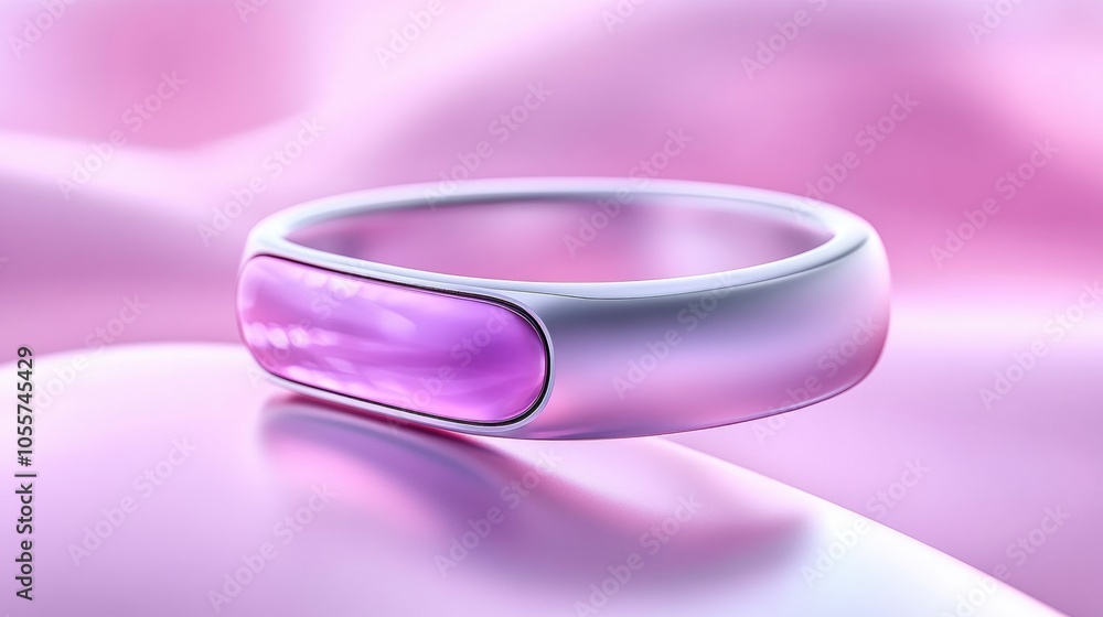 Sleek silver ring with a vibrant pink gemstone on a soft pink background, AI Sleek silver ring with a vibrant pink gemstone on a soft pink background, AI