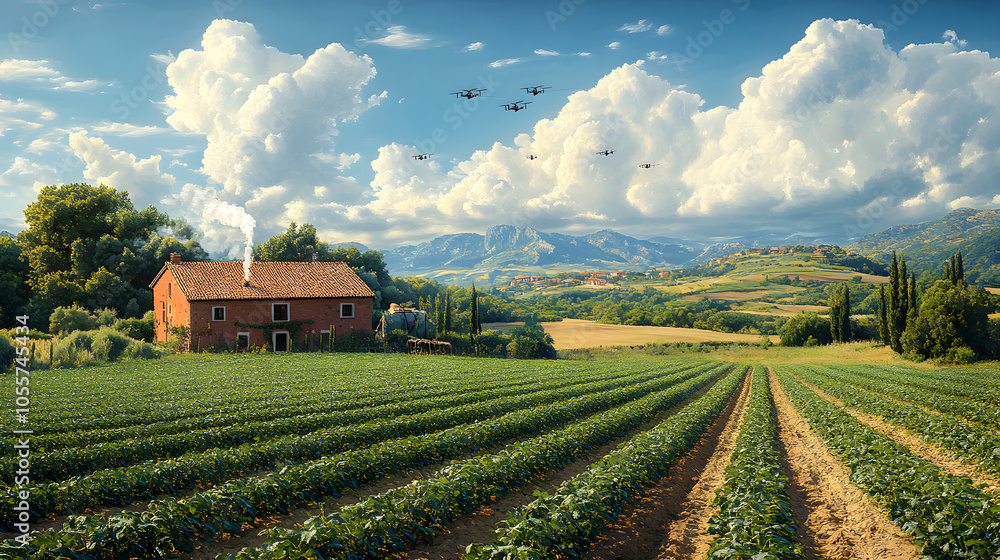 Create an Image of Drones Monitoring Crops and Spraying Fields in a Modern Agricultural Landscape, Enhancing Efficiency and Sustainability in Farming Practices.
Create an Image of Drones Monitoring Crops and Spraying Fields in a Modern Agricultural Landscape, Enhancing Efficiency and Sustainability in Farming Practices.